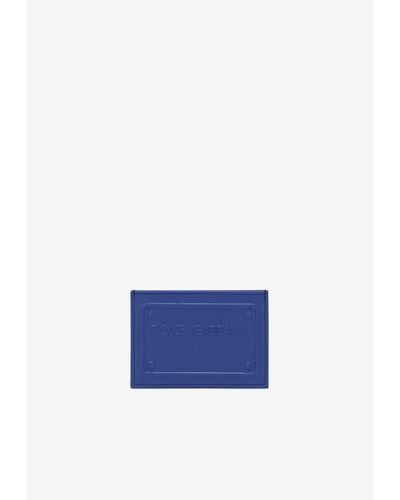 Dolce & Gabbana Logo-Embossed Leather Cardholder - Blue
