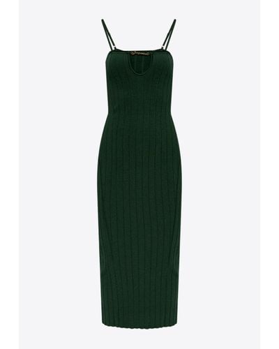 Jacquemus Sierra Ribbed Slip Dress - Green