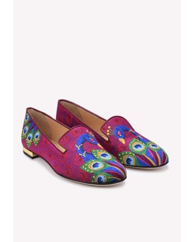 Charlotte Olympia Peacock Leather Flats - Multicolor