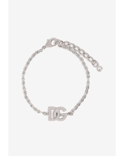 Dolce & Gabbana Link Bracelet With Dg-Logo - White