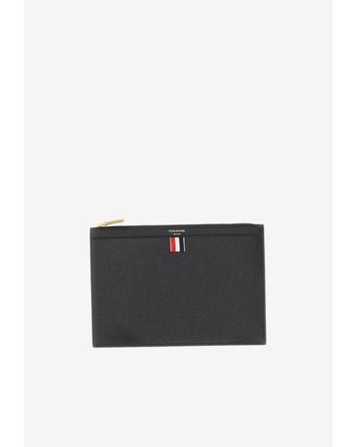 Thom Browne Small Grained Leather Document Holder - Black