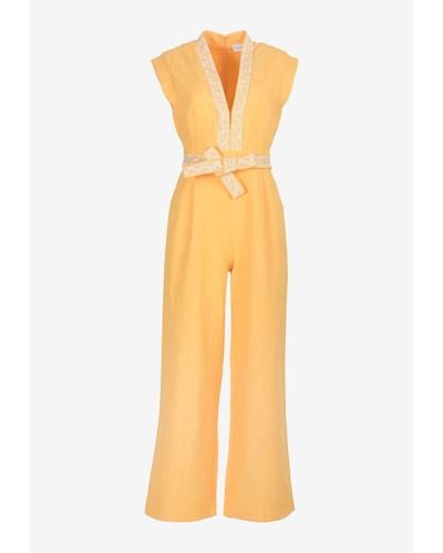Significant Other Romee Embroidered Jumpsuit - Yellow
