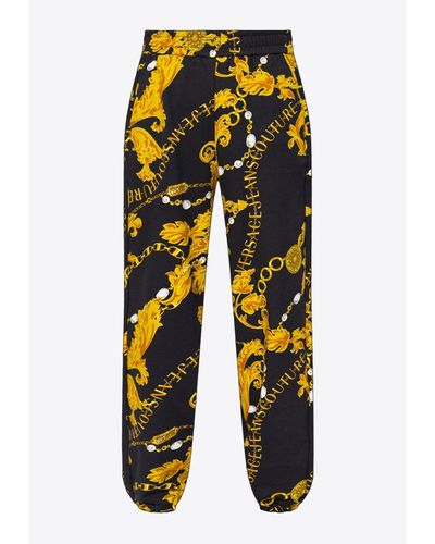 Versace Barocco Print Track Pants - Yellow