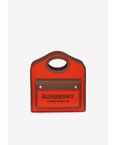 Burberry Mini Pocket Top Handle Bag - Orange
