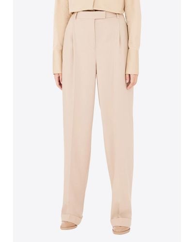 Ferragamo Tailored Wool Trousers - Natural