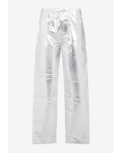 Ganni Curved-Leg Jeans - White