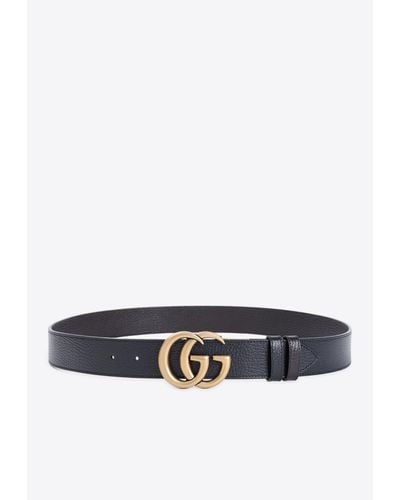 Gucci Reversible Gg Buckle Leather Belt - White