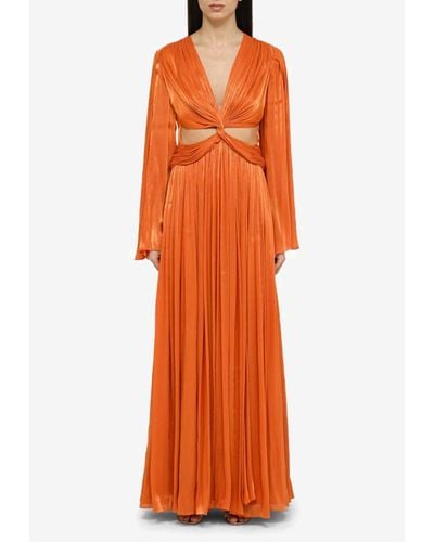 Costarellos Orange Draped Long Dress