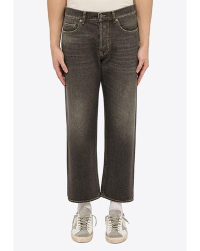 Golden Goose Straight-Leg Washed Cropped Jeans - Gray