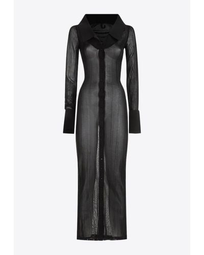 Jacquemus Manta Knitted Maxi Shirt Dress - Black