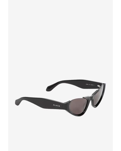Alaïa Semi-Rimless Cat-Eye Sunglasses - White