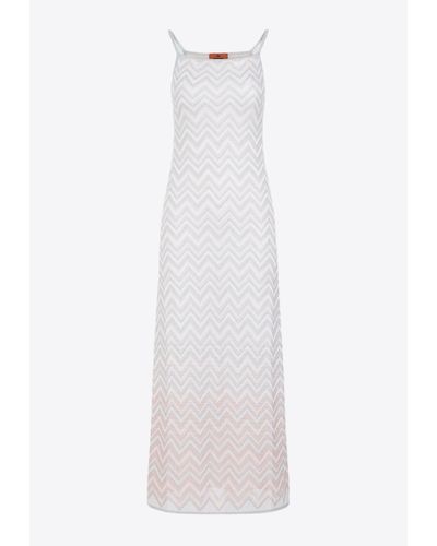 Missoni Zigzag Lurex Sleeveless Maxi Dress - White