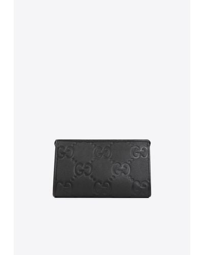Gucci Jumbo GG Leather Pouch - Black