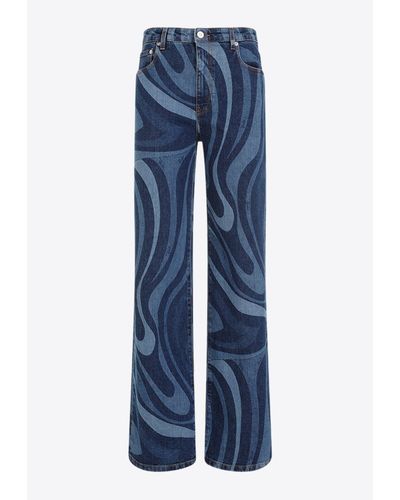 Emilio Pucci Marmo Print Straight Jeans - Blue