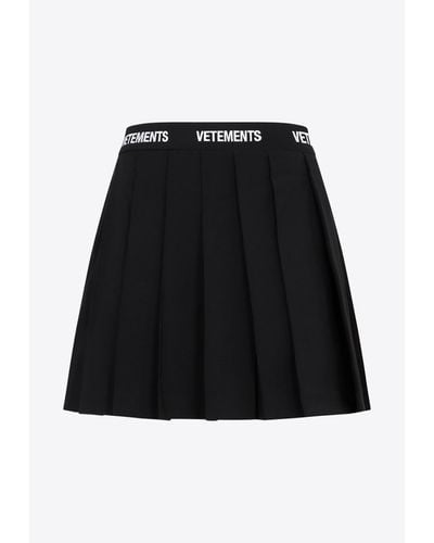 Vetements Logo Mini Pleated Skirt - Black
