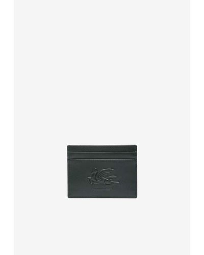 Etro Logo Embossed Leather Cardholder - White