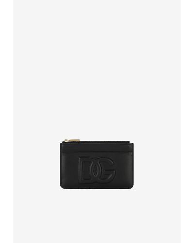 Dolce & Gabbana Medium Dg Logo Zip Cardholder - White