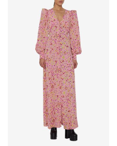 ROTATE BIRGER CHRISTENSEN Floral Maxi Shirt Dress - Pink