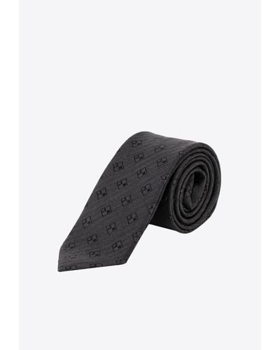 NICKY MILANO Patterned Wool-Blend Tie - Black