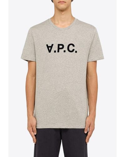 A.P.C. Logo Print Basic T-Shirt - Gray
