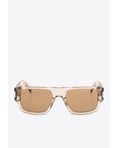 Saint Laurent Flat-Top Rectangular Sunglasses - Natural
