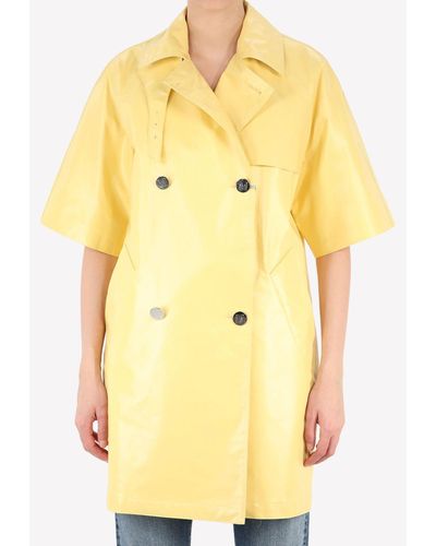 Max Mara Double-Breasted Raincoat - Yellow