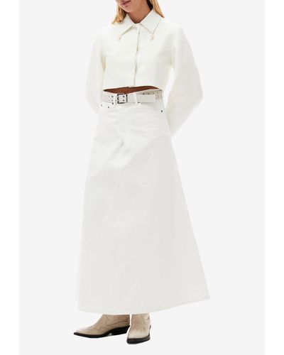 Ganni A-Line Maxi Denim Skirt - White