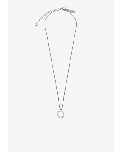 Ferragamo Gancini Chain Necklace - White