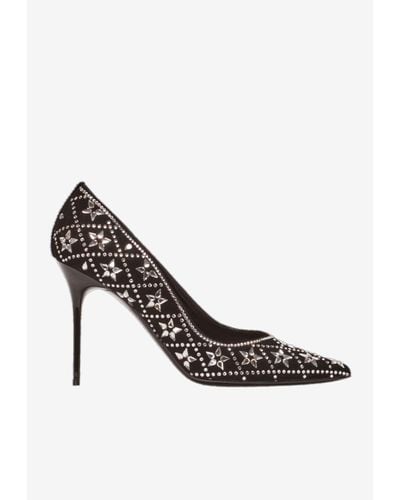 Balmain Ruby 95 Crystal-Embellished Suede Court Shoes - White