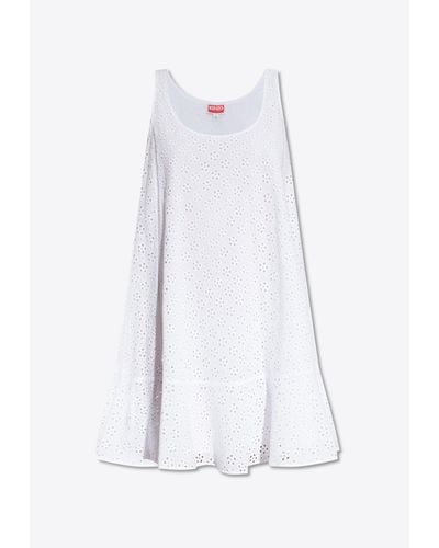 KENZO Boke Broderie Anglaise Sleeveless Mini Dress - White