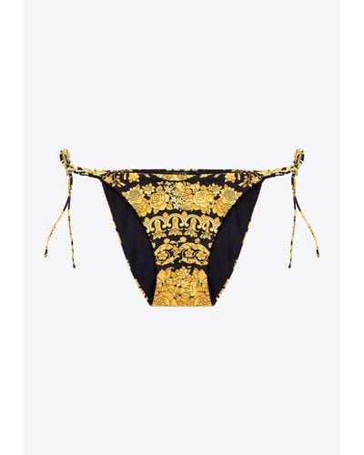 Versace Barocco Print Bikini Bottom - Yellow