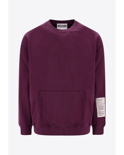 Moschino Logo-Patch Crewneck Sweatshirt - Purple