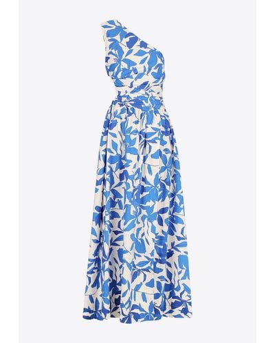 Shona Joy Bleue One-Shoulder Printed Maxi Dress - Blue