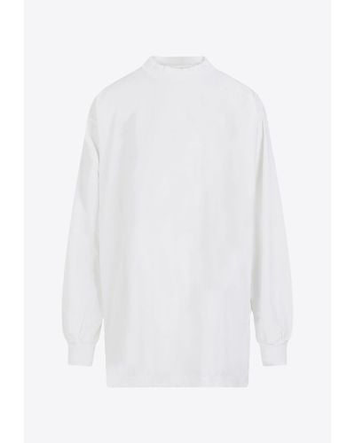 Balenciaga Logo Print Long-Sleeved T-Shirt - White