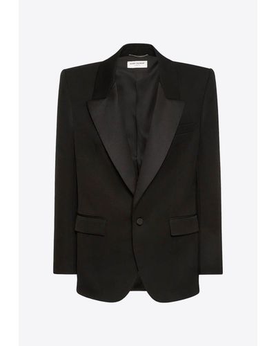 Saint Laurent Oversized Single-Breasted Tuxedo Blazer - Black