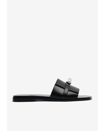 Hermès Giulia Flat Sandals In Calfskin - White