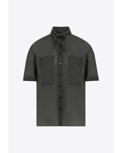 Lemaire Scarf-Neck Short-Sleeved Shirt - Black