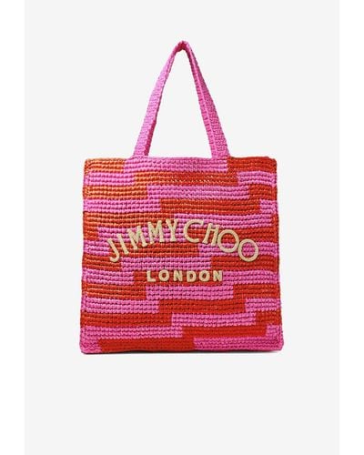 Jimmy Choo Small Logo Beach Tote Bag - Red