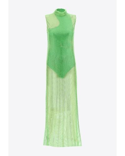 Stella McCartney Crystal Mesh Gown With Cut-Out - Green