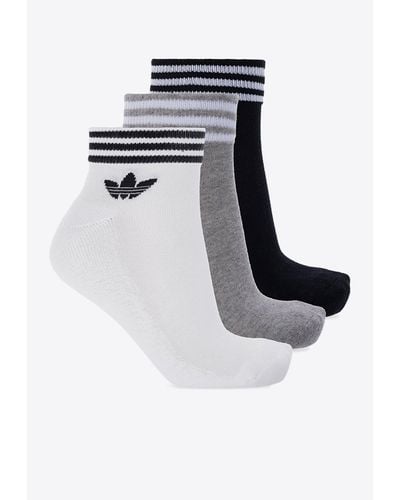 adidas Originals Trefoil Logo Ankle Socks - Set Of 3 - Black
