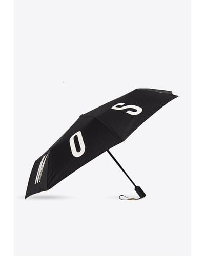 Moschino Maxi Logo Lettering Folding Umbrella - Black