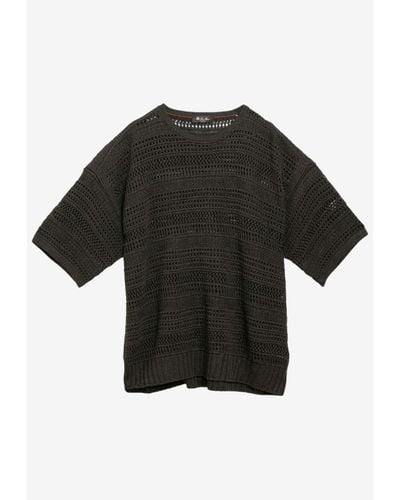 Loro Piana Crochet Linen And Silk Sweater - Black