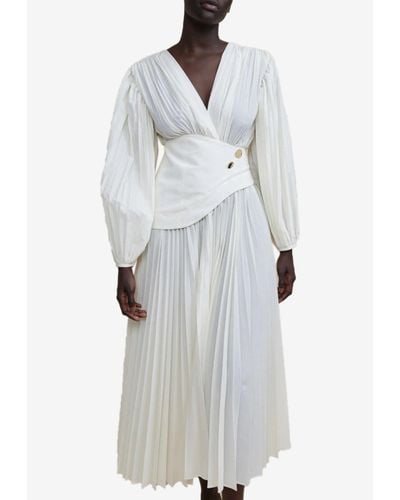 Acler Brooke Long-sleeved Midi Dress - White