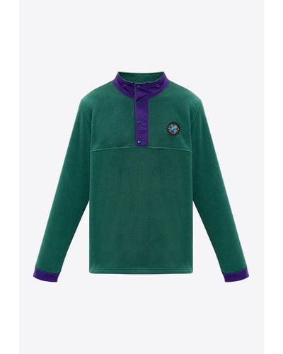 adidas Originals Wander Hour Quarter-Snap Fleece Sweatshirt - Green