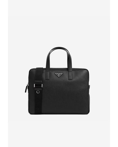 Prada Work Bag In Saffiano Leather - Black