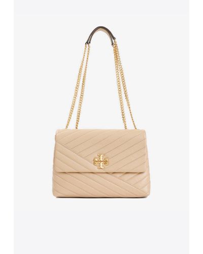 Tory Burch Kira Quilted-leather Crossbody Bag - Natural