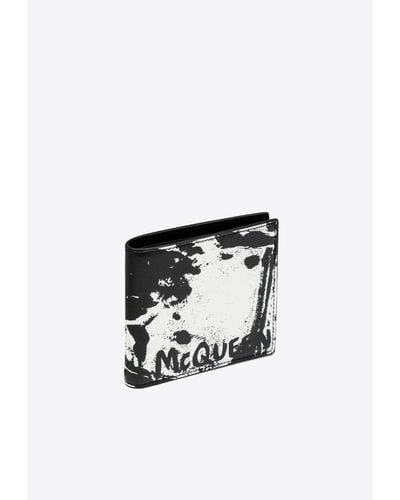 Alexander McQueen Graffiti Logo Leather Wallet - White