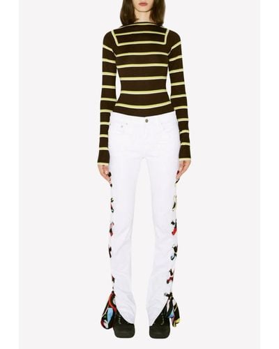 Emilio Pucci Flared Jeans With Silk-Twill Ties - White