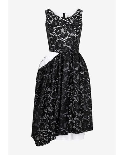 Comme des Garçons Lace Distressed Midi Dress - Black