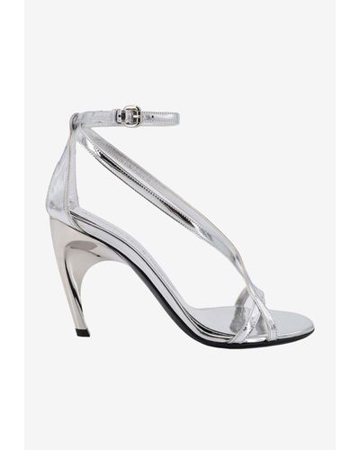 Alexander McQueen Armadillo 95 Mirrored Leather Sandals - White